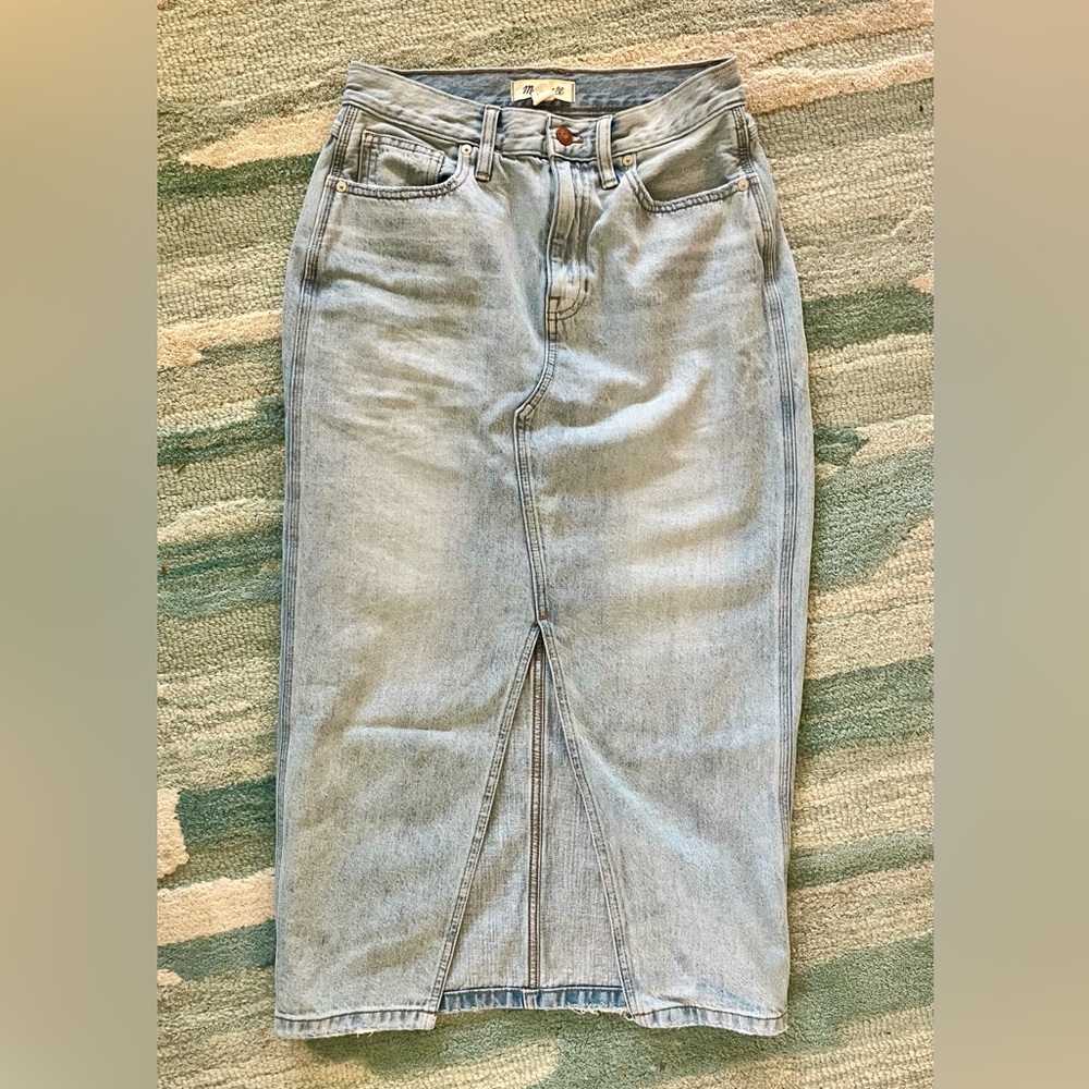 Madewell Light Wash Denim Maxi Skirt